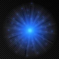 effet de lumière des fusées éclairantes. effets de starburst de lumières rougeoyantes bleues avec des étincelles sur un fond transparent. illustration vectorielle vecteur