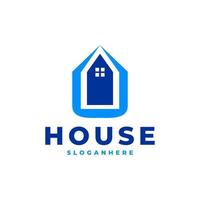 modèle vectoriel de conception de logo d'architecte de façade de maison bleue.