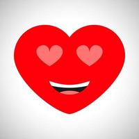 coeur de dessin animé d'amour souriant avec des yeux en forme de coeur. symbole de l'amour. illustration vectorielle vecteur