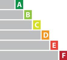 icône de tableau d'évaluation de l'efficacité énergétique. symbole d'illustration de la classe écologique de l'union européenne. signe vecteur graphique couleur plat.