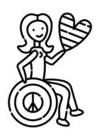 femme handicapée en fauteuil roulant vecteur
