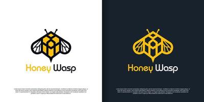 création de modèle de logo d'abeille à miel avec vecteur premium de concept créatif