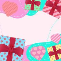 affiche ou bannière de la saint-valentin avec des coeurs doux et des coffrets cadeaux sur fond rose. conception pour la promotion et le modèle d'achat. arrière-plan pour l'amour et le concept de la saint-valentin. vecteur