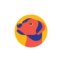 tête de chien colorée isolée dans la conception de logo de cercle pour les amoureux des animaux de compagnie vecteur