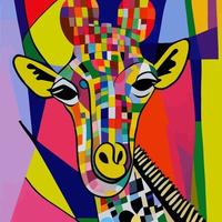 portrait de girafe géométrique coloré vecteur