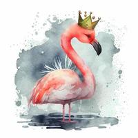 jolie princesse flamant rose aquarelle vecteur