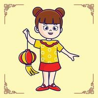 mignons enfants chinois vecteur nouvel an lunaire
