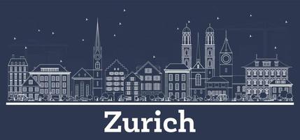 Décrire les toits de la ville de Zurich Suisse avec des bâtiments blancs. vecteur