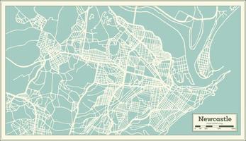 plan de la ville de newcastle australie dans un style rétro. carte muette. vecteur