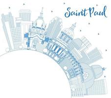 Décrire les toits de la ville de saint paul minnesota avec des bâtiments bleus et un espace de copie. vecteur