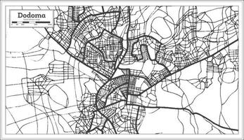 plan de la ville de dodoma tanzanie dans un style rétro. carte muette. vecteur