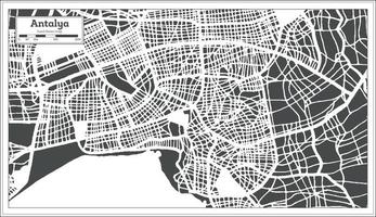 plan de la ville d'antalya turquie dans un style rétro. carte muette. vecteur