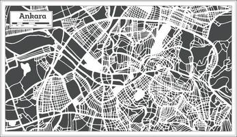 plan de la ville d'ankara en turquie dans un style rétro. carte muette. vecteur