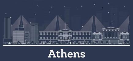 contour athènes grèce horizon de la ville avec des bâtiments blancs. vecteur