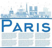 Décrire les toits de la ville de paris france avec des bâtiments bleus et un espace de copie. vecteur