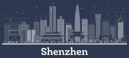 contour de la ville de shenzhen en chine avec des bâtiments blancs. vecteur