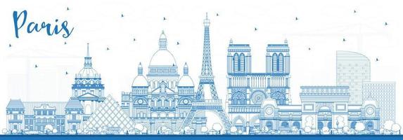 Décrire les toits de la ville de paris france avec des bâtiments bleus. vecteur