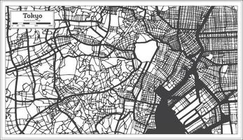 plan de la ville de tokyo au japon dans un style rétro. carte muette. vecteur