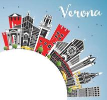 toits de la ville de vérone en italie avec des bâtiments de couleur, un ciel bleu et un espace de copie. vecteur