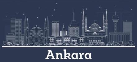 décrire les toits de la ville d'ankara en turquie avec des bâtiments blancs. vecteur