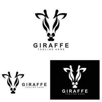 création de logo de girafe, silhouette vectorielle de tête de girafe, animal à col haut, zoo, illustration de tatouage, marque de produit vecteur