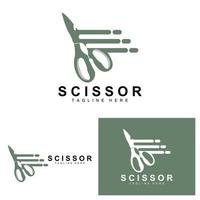 création de logo de ciseaux, vecteur de rasoir de salon de coiffure, illustration de marque de ciseaux de babershop