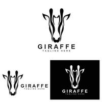 création de logo de girafe, silhouette vectorielle de tête de girafe, animal à col haut, zoo, illustration de tatouage, marque de produit vecteur