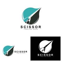 création de logo de ciseaux, vecteur de rasoir de salon de coiffure, illustration de marque de ciseaux de babershop