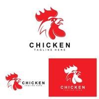 création de logo de barbecue de poulet grillé, vecteur de tête de poulet, marque de l'entreprise