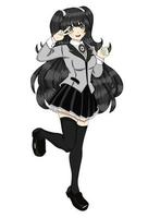 fille manga souriante aux grands yeux portant l'uniforme scolaire japonais. illustration vectorielle dessinés à la main vecteur