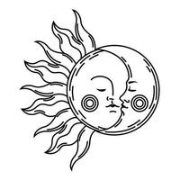 soleil et lune ésotériques vecteur