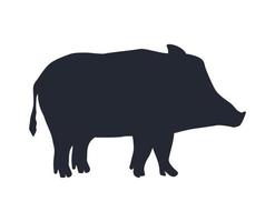 cochon sauvage animal silhouette noire vecteur