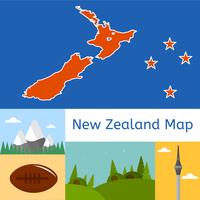 Vecteur de carte plat Nouvelle-Zélande