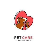 chien chat logo logo de soins pour animaux de compagnie. illustration vectorielle animalerie vecteur