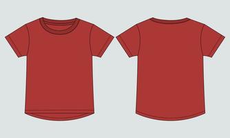 t-shirt en tête modèle d'illustration vectorielle de croquis plat de mode technique pour femmes. vecteur