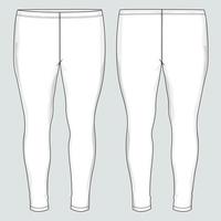 slim fit leggings pantalon mode croquis plat modèle d'illustration vectorielle avant, vues arrière. vecteur