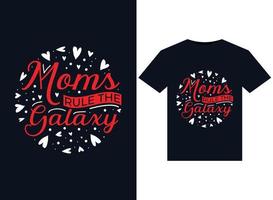 les mamans gouvernent les illustrations de la galaxie pour la conception de t-shirts prêts à imprimer vecteur