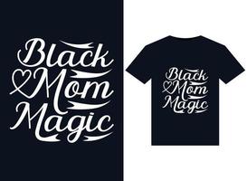 illustrations magiques de maman noire pour la conception de t-shirts prêts à imprimer vecteur