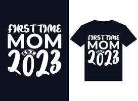 première fois maman est. 2023 illustrations pour la conception de t-shirts prêts à imprimer vecteur