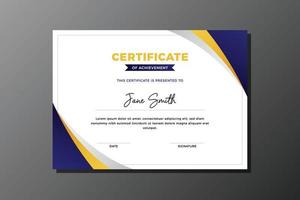 certificat de réussite avec fond bleu jaune et gris vecteur