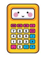 calculatrice fournitures scolaires kawaii vecteur