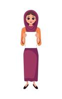 femme musulmane avec bannière vecteur