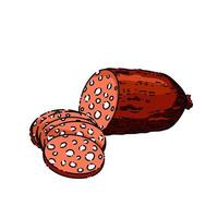 vecteur dessiné à la main de croquis de saucisse de salami