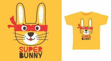 illustration vectorielle de super lapin design prêt à être imprimé sur t-shirt vecteur
