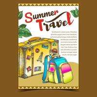 bagages de voyage d'été sur le vecteur de bannière publicitaire