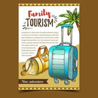 bagages de tourisme familial sur le vecteur d'affiche publicitaire