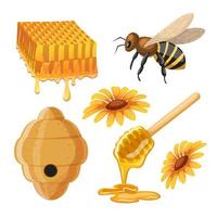 abeille à miel set illustration vectorielle de dessin animé vecteur