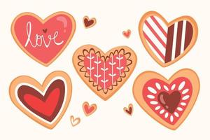 images vectorielles de biscuits de la Saint-Valentin en forme de coeur vecteur