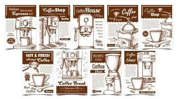 machine à café, support et tasse affiches set vector