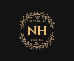 nh initiales lettre mariage monogramme logos collection, modèles minimalistes et floraux modernes dessinés à la main pour cartes d'invitation, réservez la date, identité élégante pour restaurant, boutique, café en image vectorielle vecteur